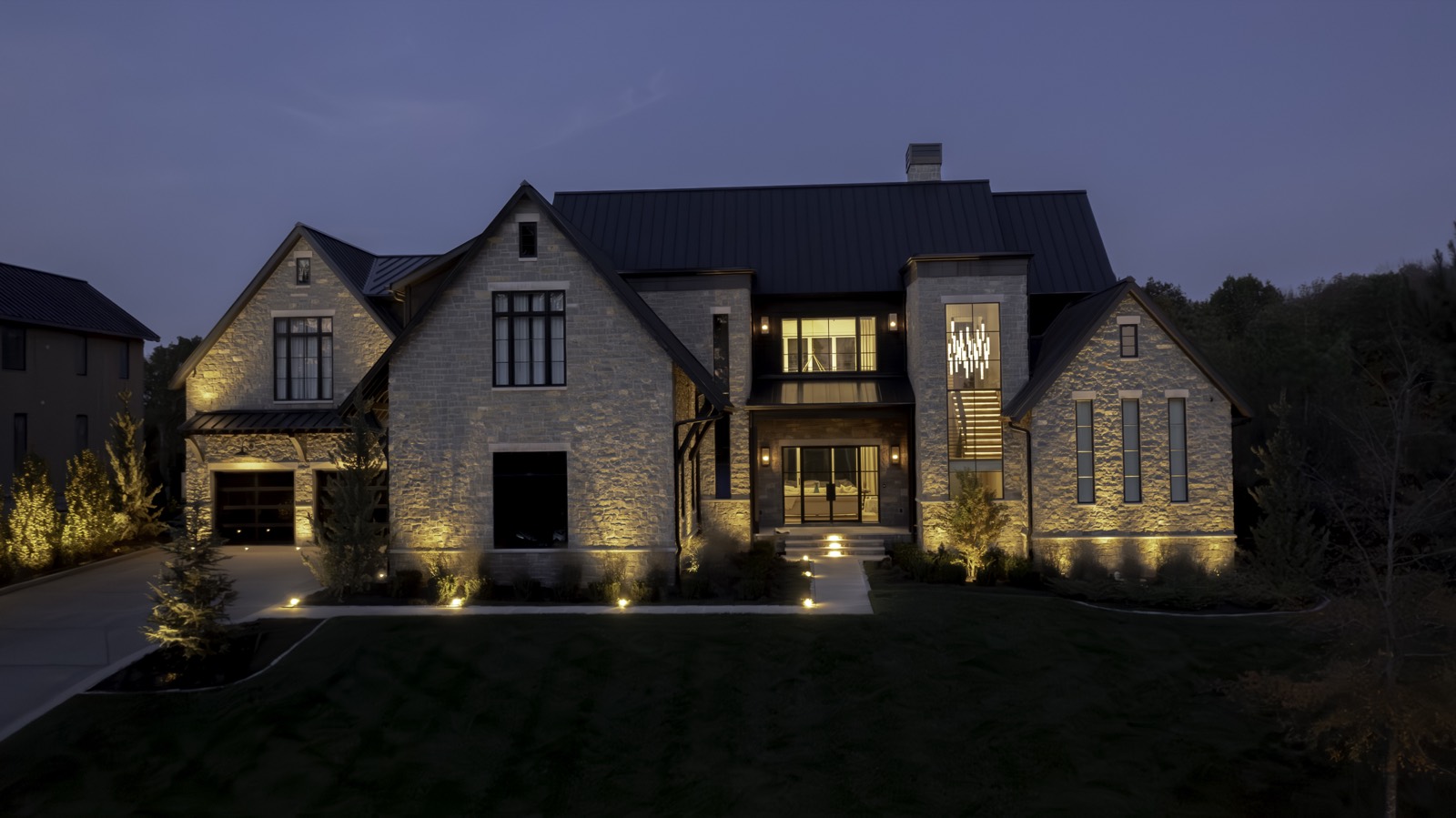 Outdoor lighting project at night, Middle Tennessee